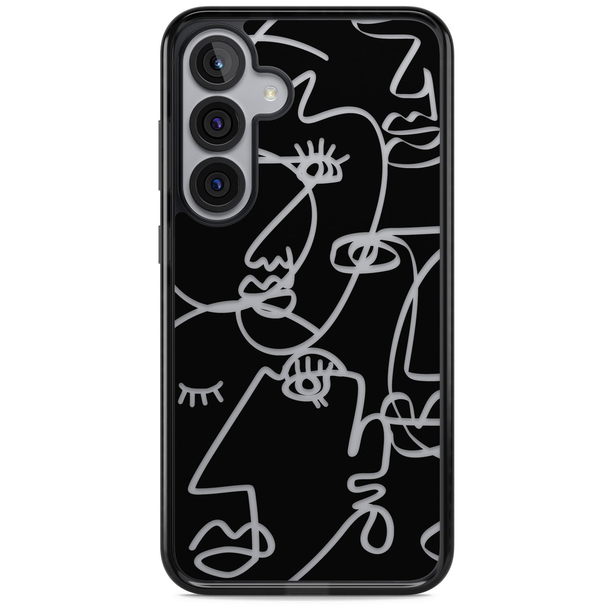 Abstract Continuous Line Faces Clear on Black