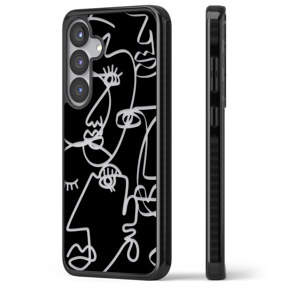 Abstract Continuous Line Faces Clear on Black