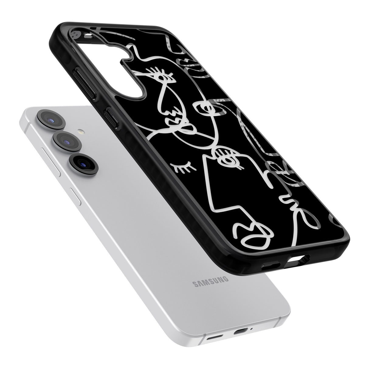 Abstract Continuous Line Faces Clear on Black