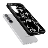 Abstract Continuous Line Faces Clear on Black