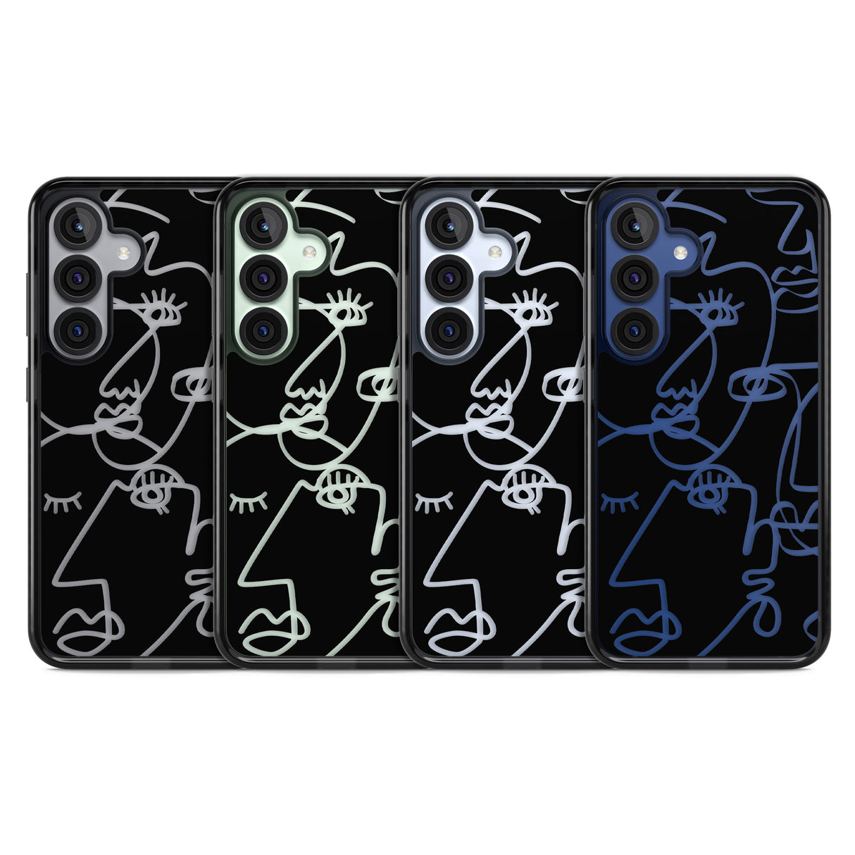 Abstract Continuous Line Faces Clear on Black