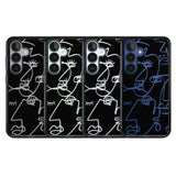 Abstract Continuous Line Faces Clear on Black