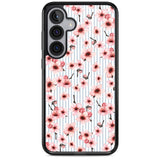 Cherry Blossoms on Blue Stripes Pattern