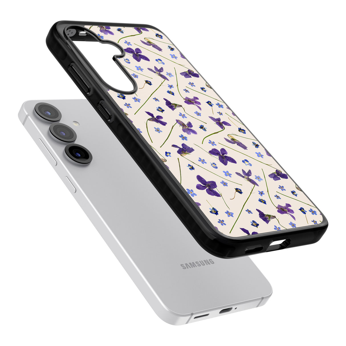 Violet Floral Pattern Design - Cream