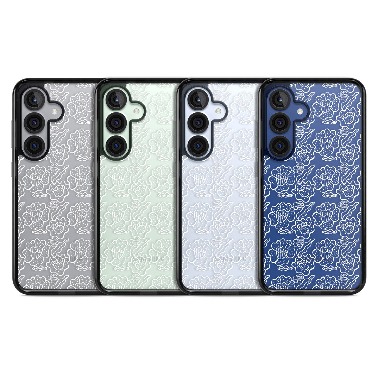 Funky Floral Patterns White on Clear