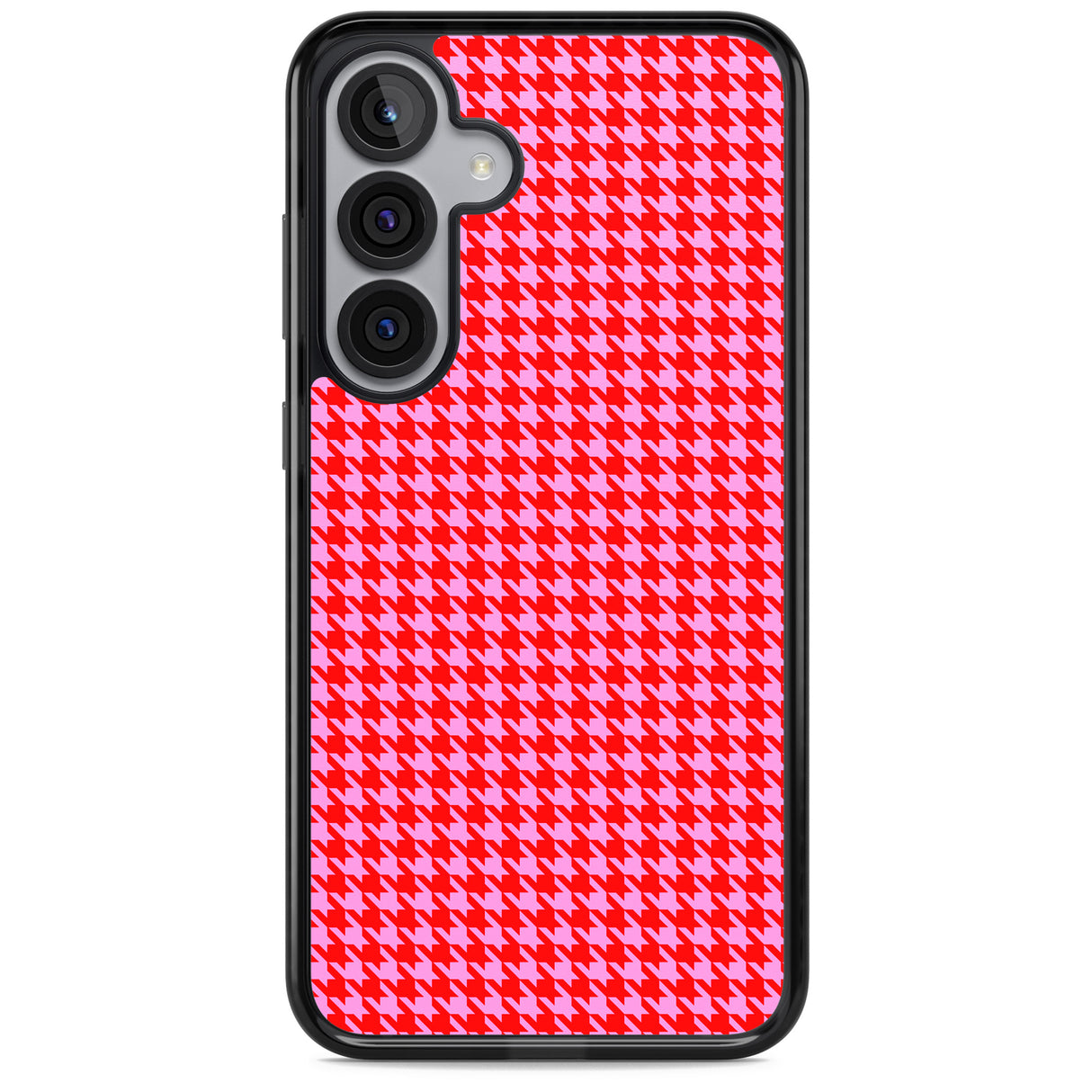 Neon Pink & Red Houndstooth Pattern