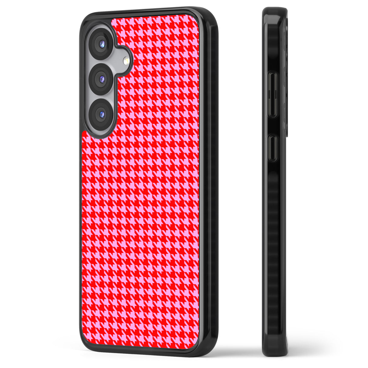 Neon Pink & Red Houndstooth Pattern