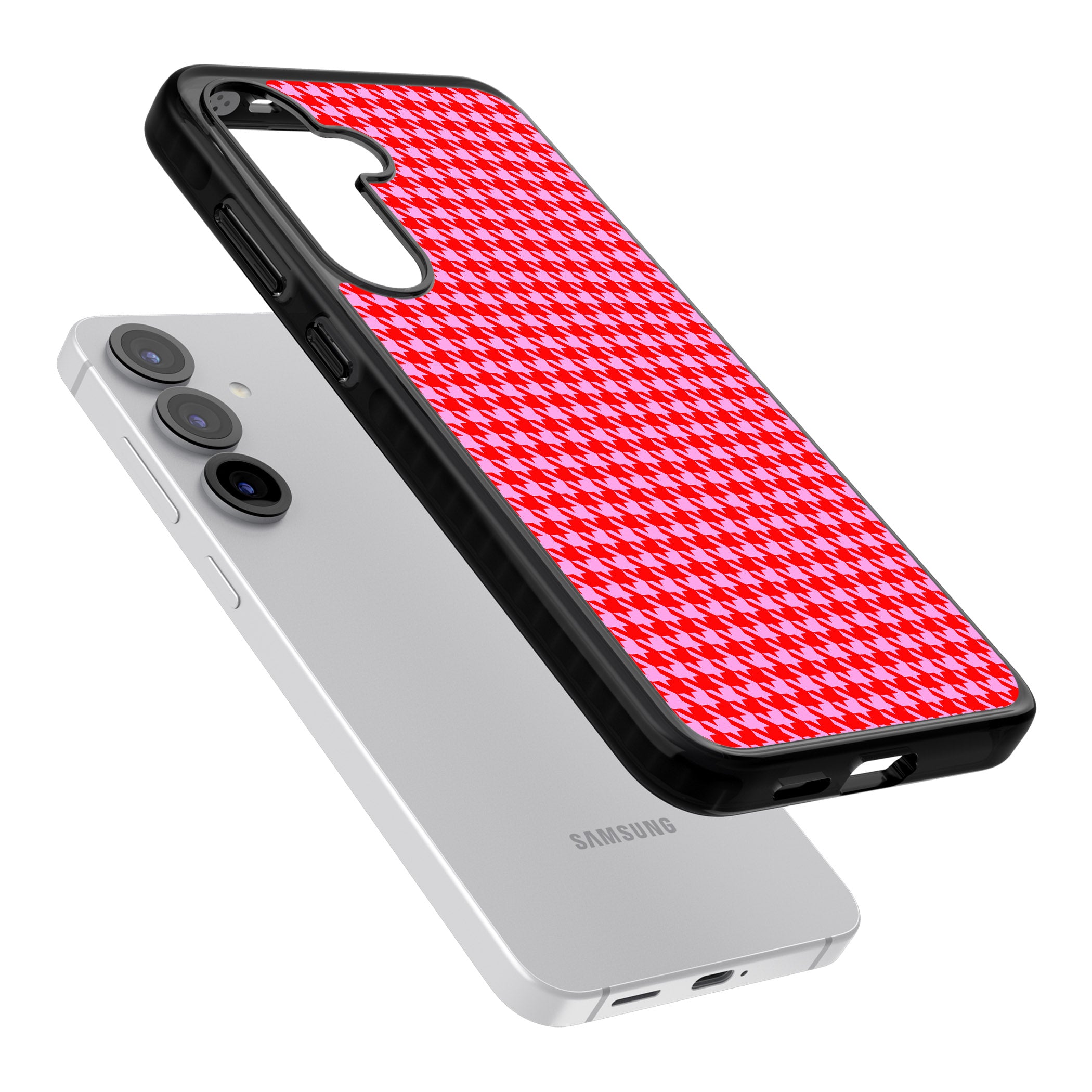 Neon Pink & Red Houndstooth