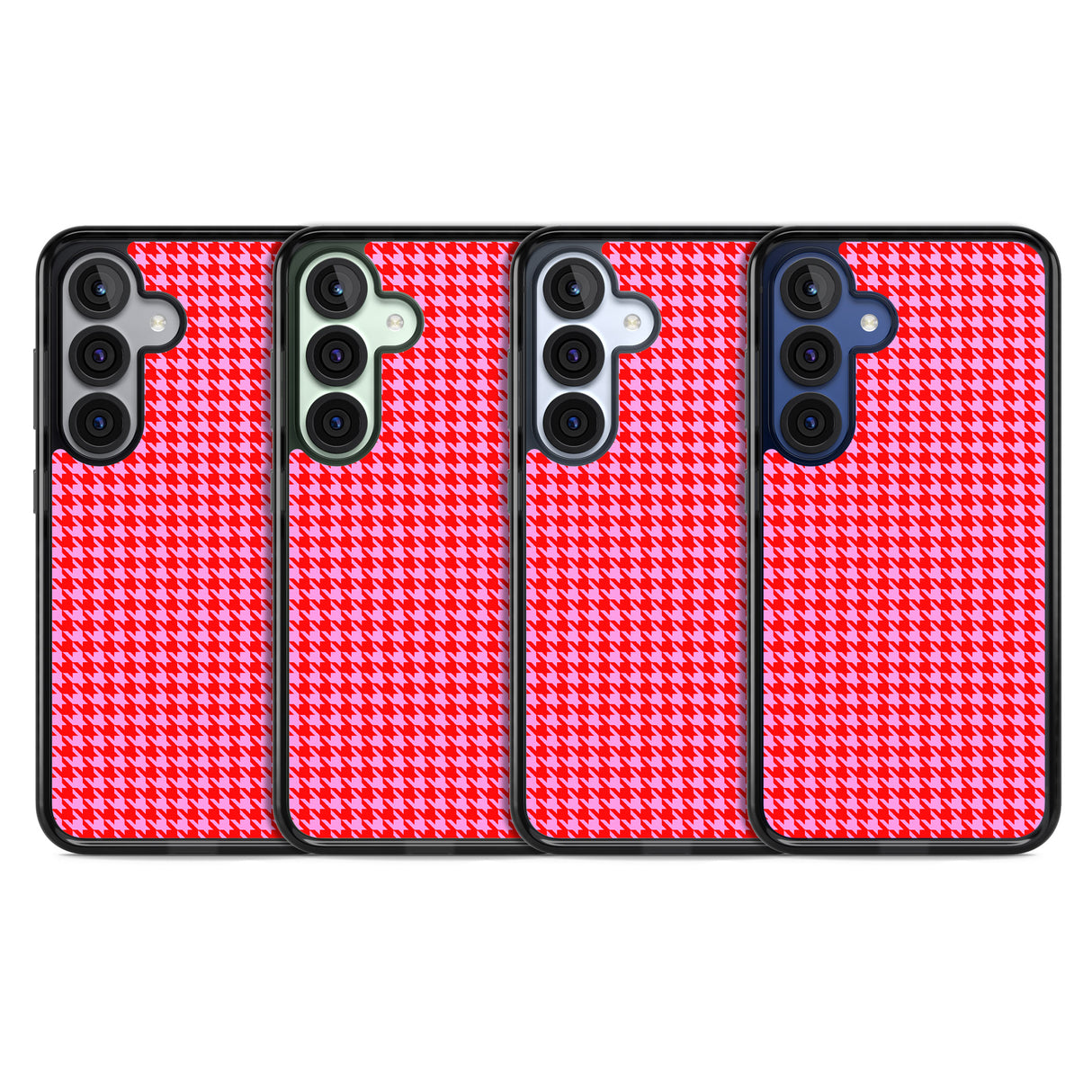 Neon Pink & Red Houndstooth Pattern