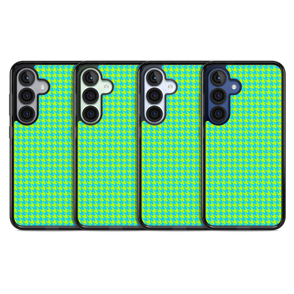 Neon Lime & Turquoise Houndstooth Pattern