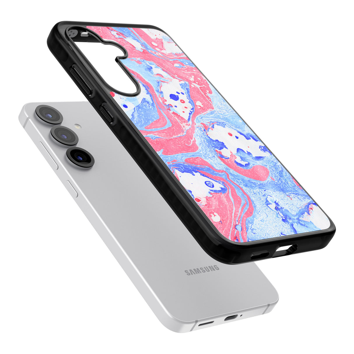 Pink, Blue & White Marbled Paper Pattern