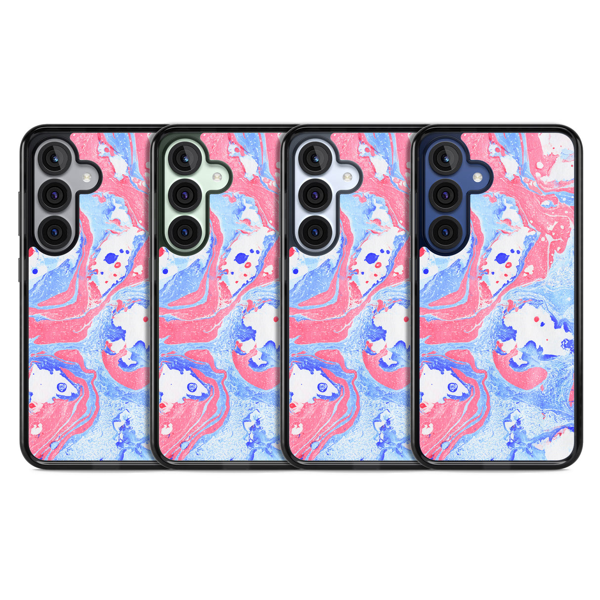 Pink, Blue & White Marbled Paper Pattern
