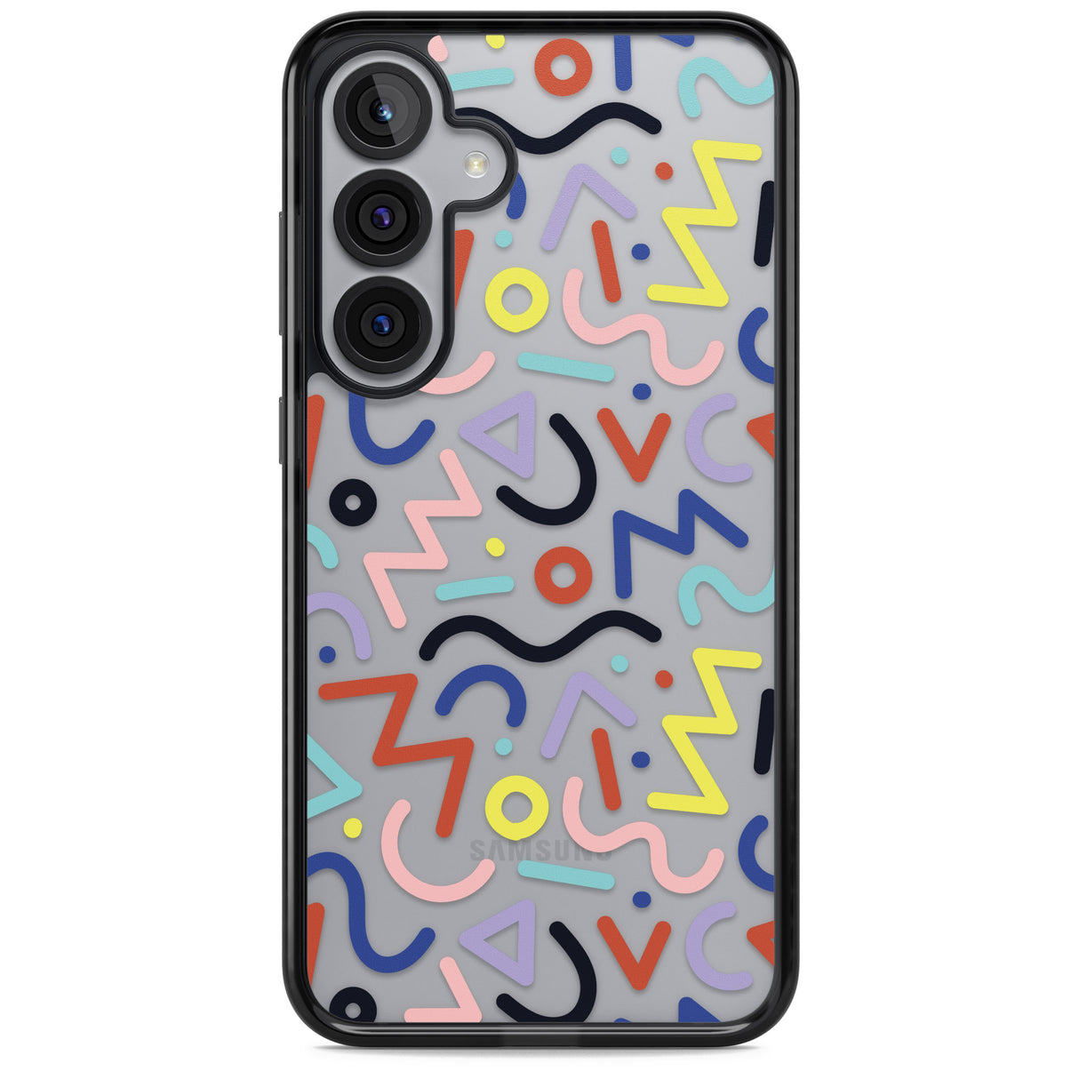 Colourful Squiggles Memphis Retro Pattern Design