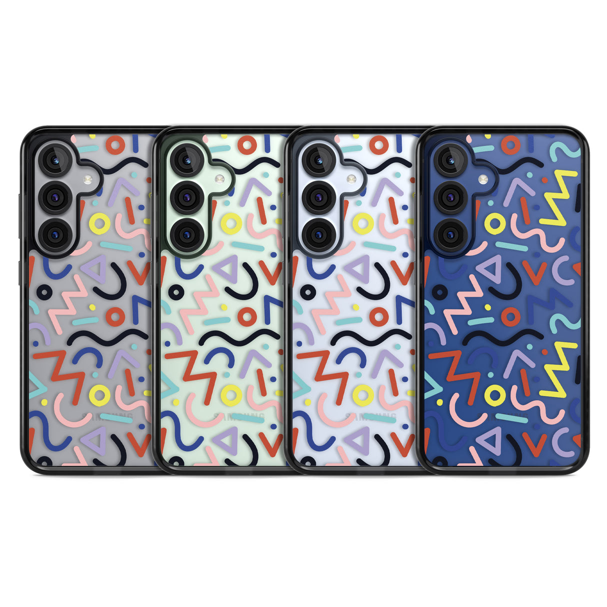 Colourful Squiggles Memphis Retro Pattern Design