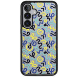 Blue & Yellow Shapes Memphis Retro Pattern Design