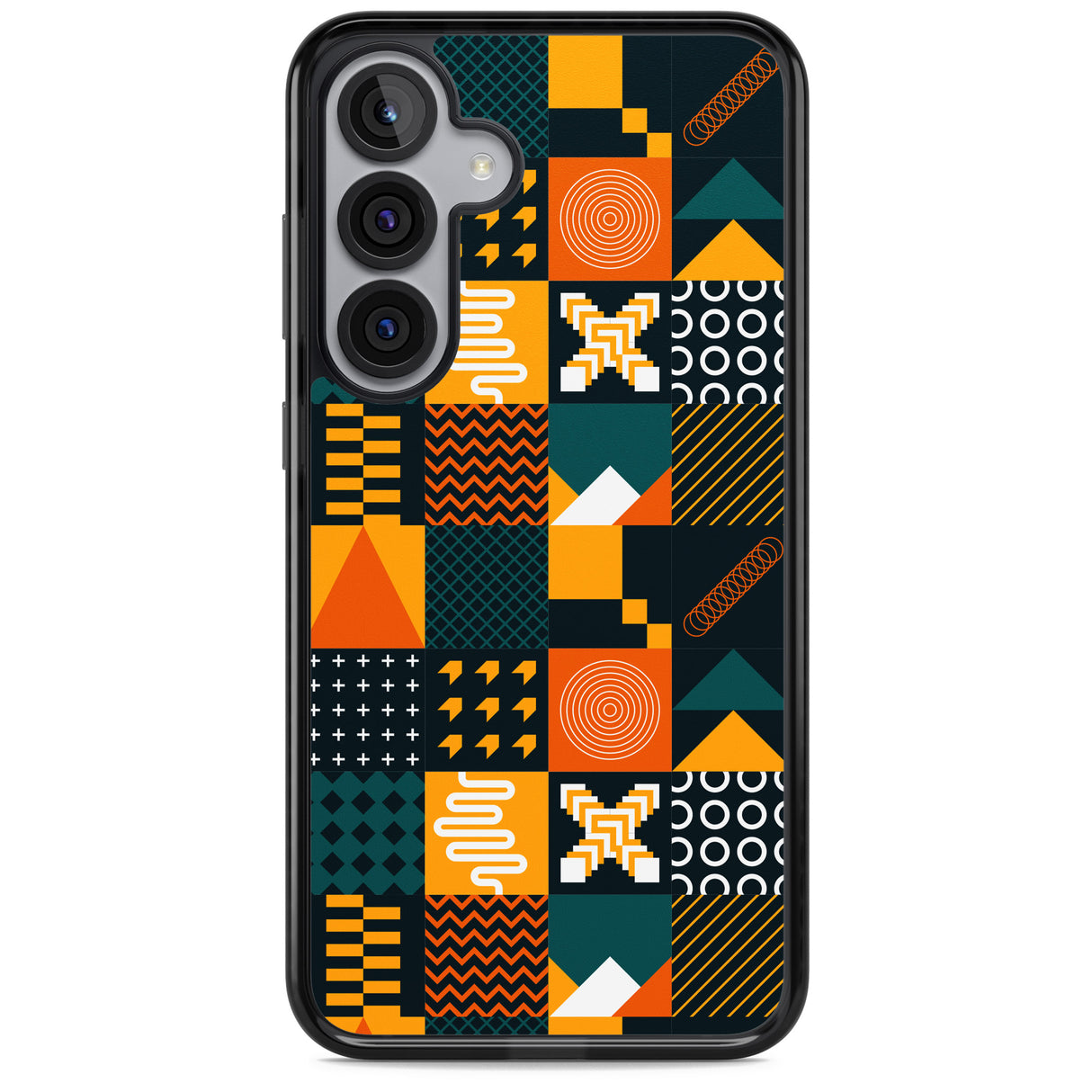 Funky Geometric Patterns: Orange & Dark Green