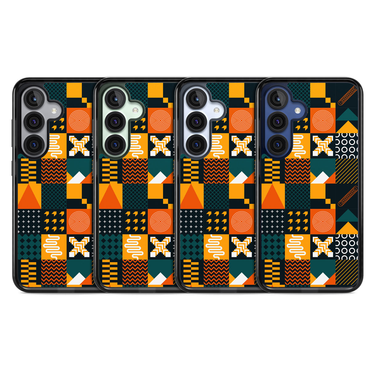 Funky Geometric Patterns: Orange & Dark Green