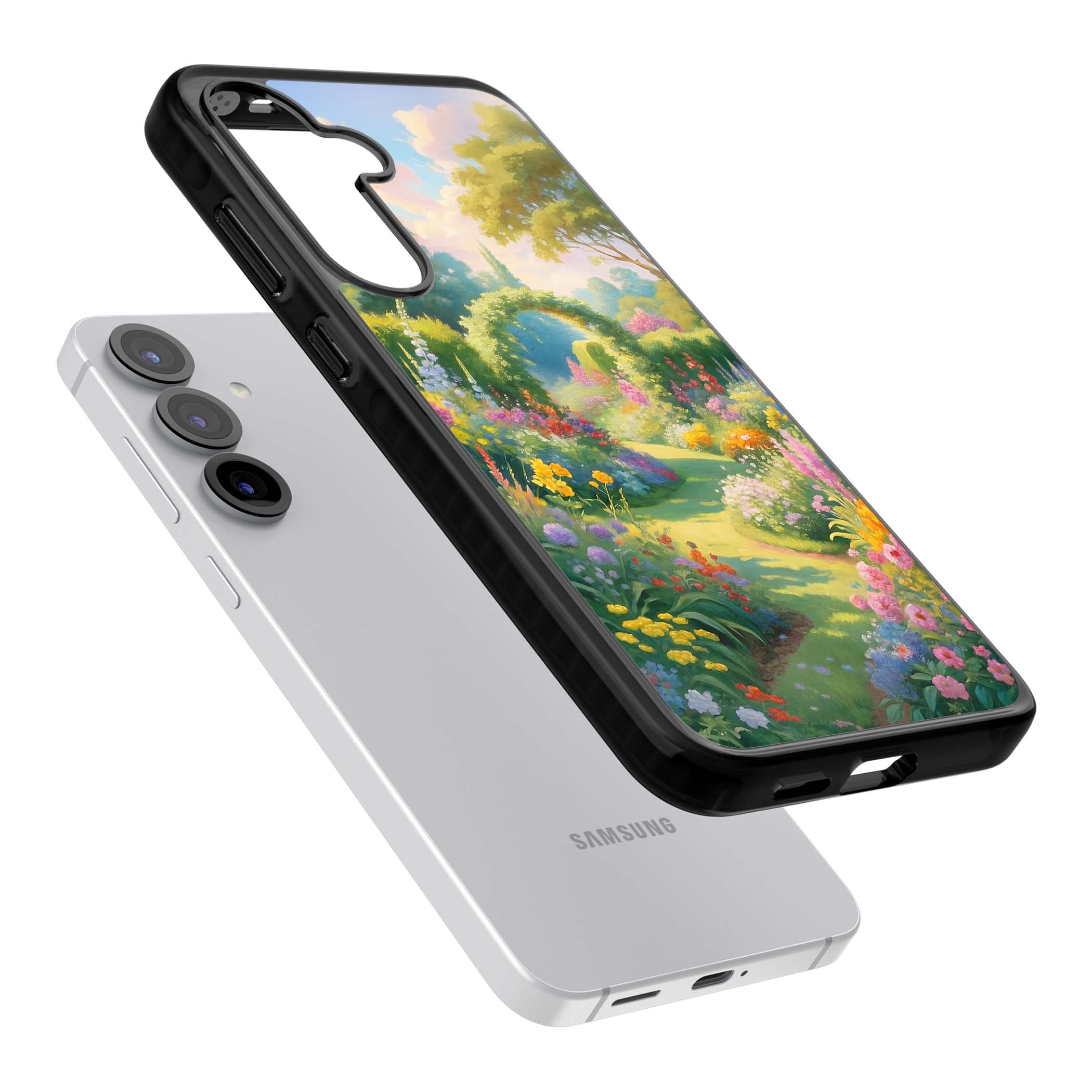 The Painter's Garden floral iPhone case | Black Impact case for Samsung Galaxy S25, Samsung Galaxy S25 Plus