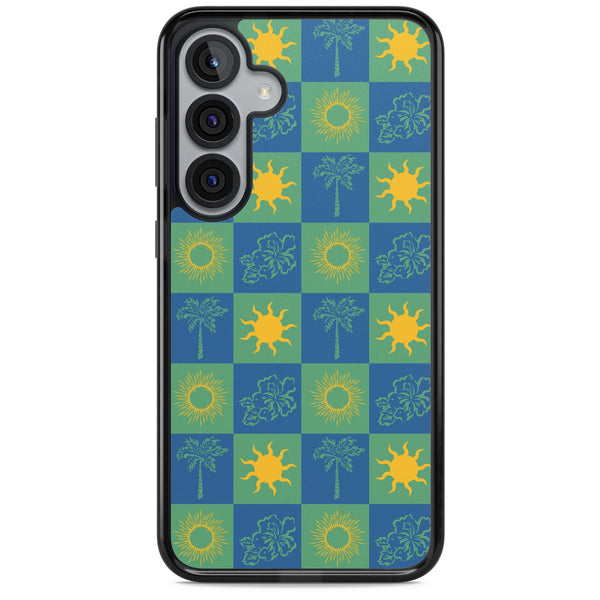 Green & Blue Tropical Checked