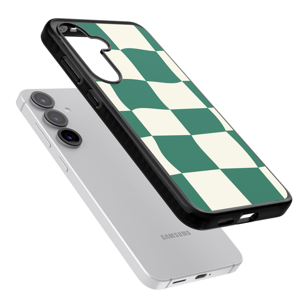 Green & Cream Wavy Check