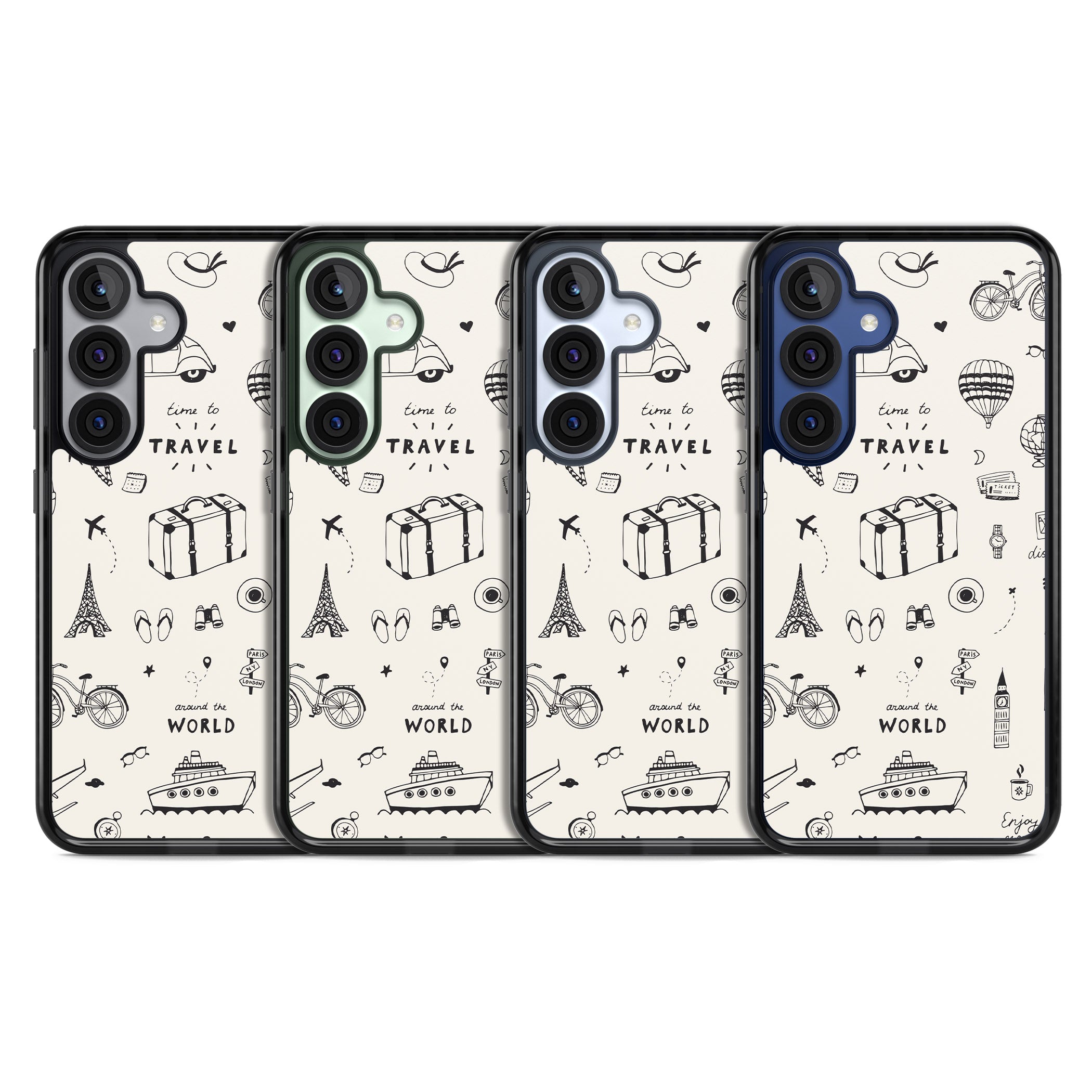 Cute Travel Pattern, White On