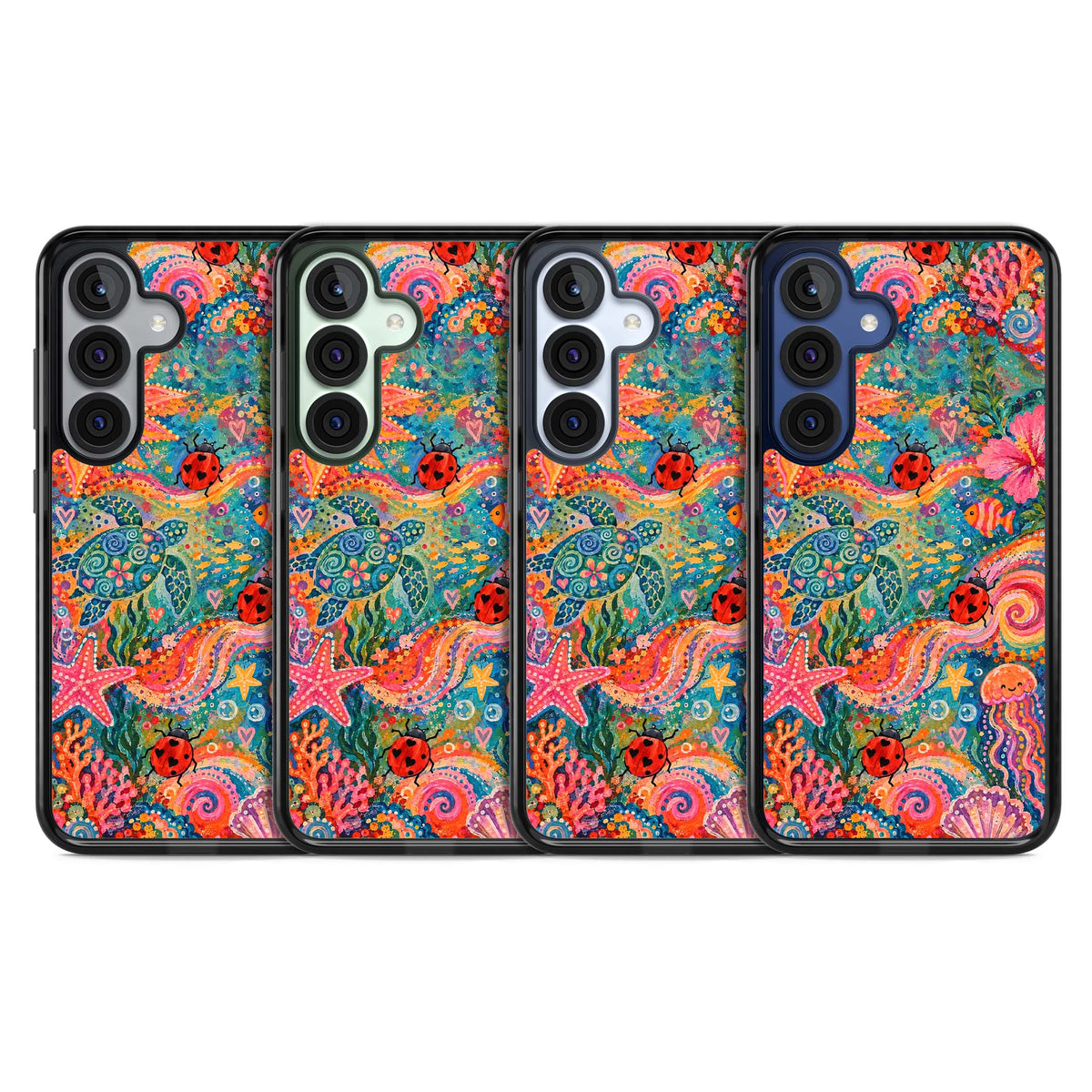 Coral Whimsy for her iPhone case | Black Impact case for Samsung Galaxy S25, Samsung Galaxy S25 Plus