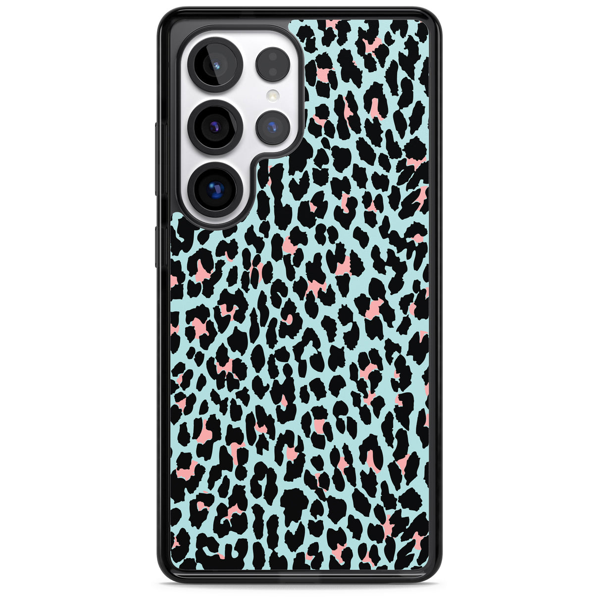 Light Pink on Blue Leopard Print Pattern