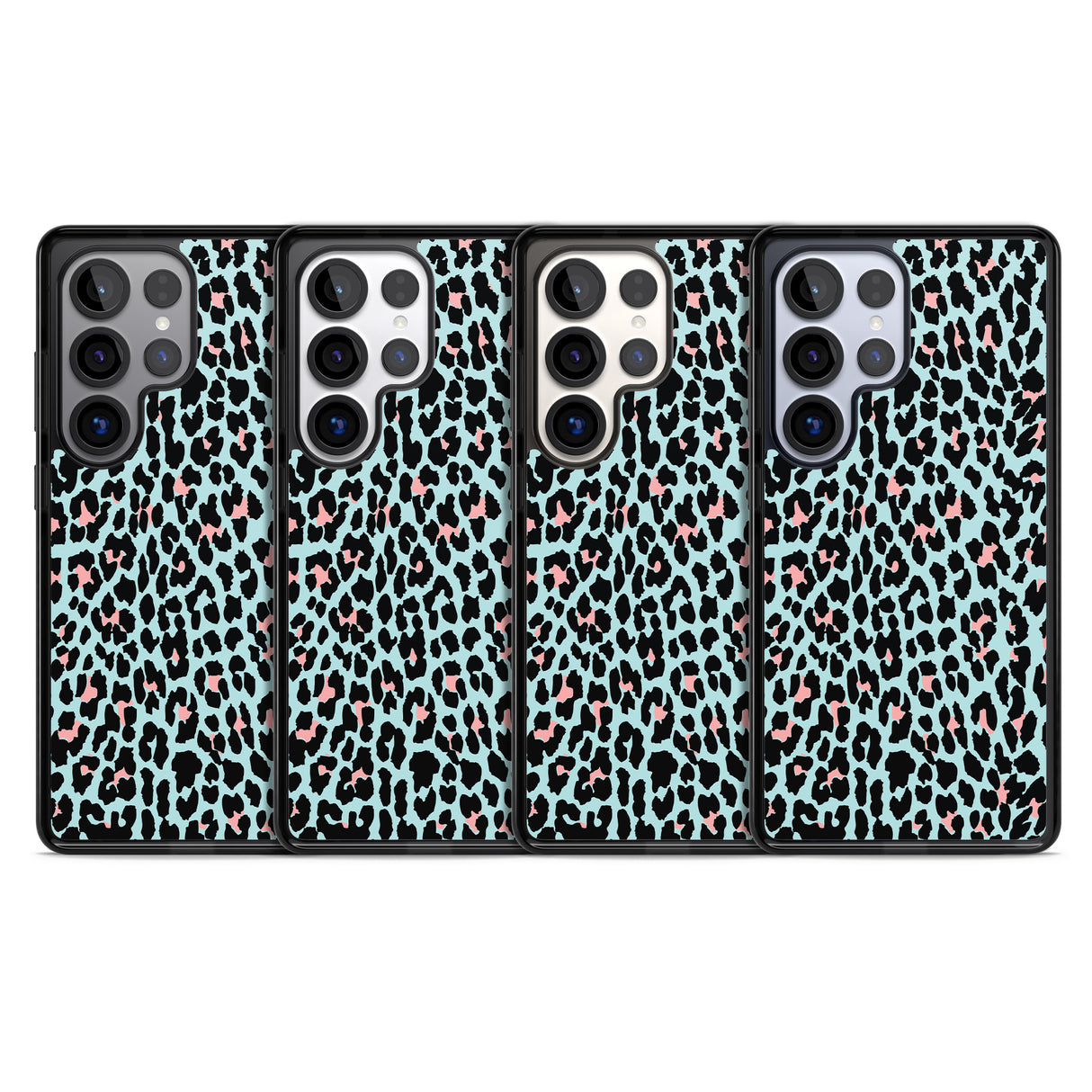 Light Pink on Blue Leopard Print Pattern