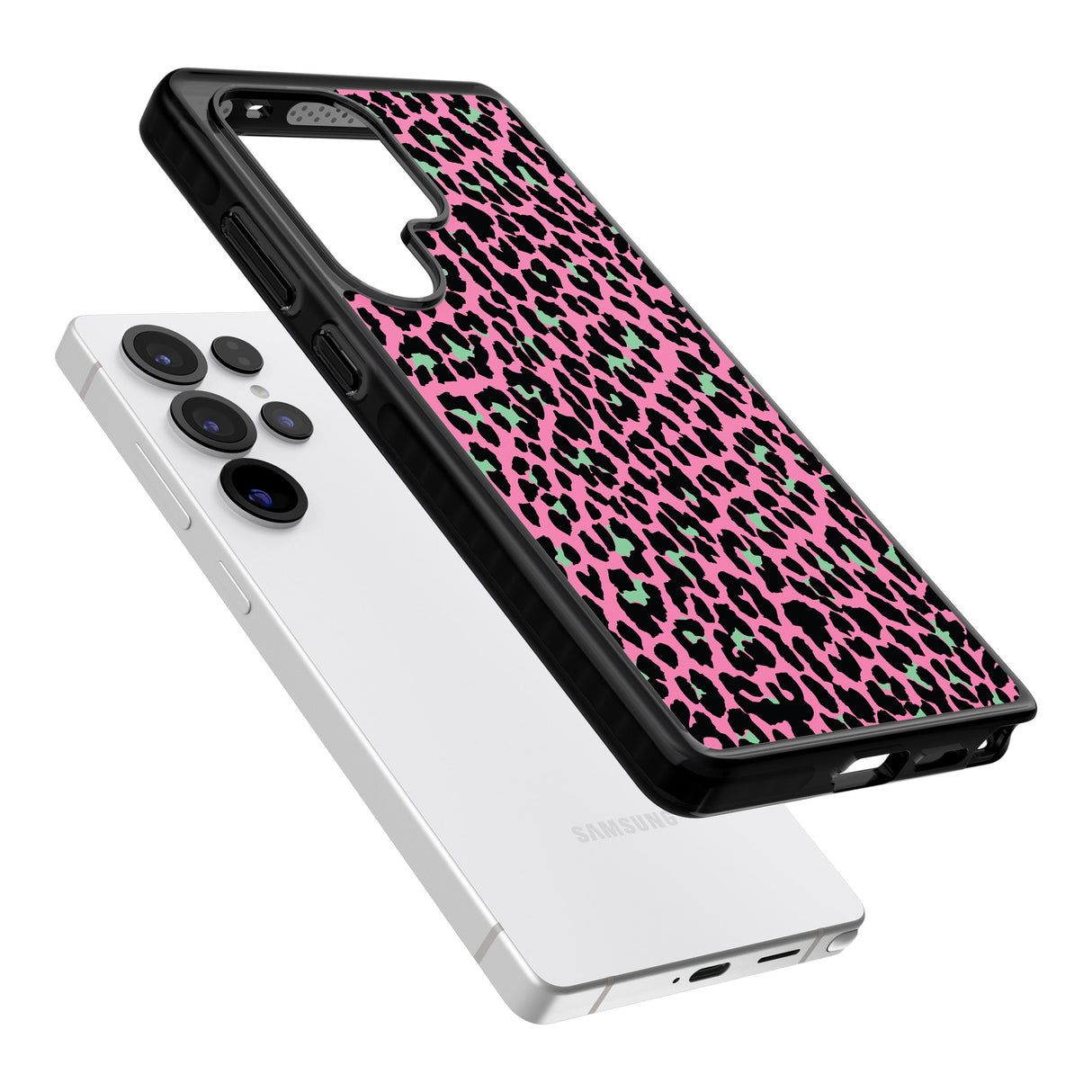 Green on Pink Leopard Print Pattern