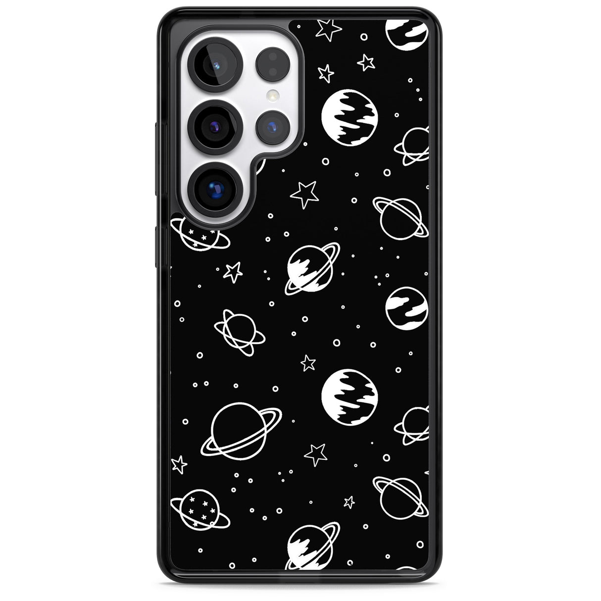 Cosmic Outer Space Design White on Black