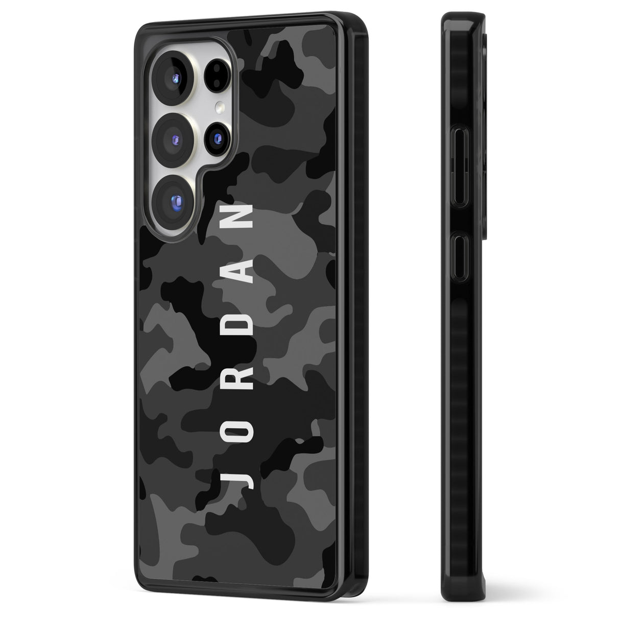 Personalised Small Vertical Name Black Camouflage