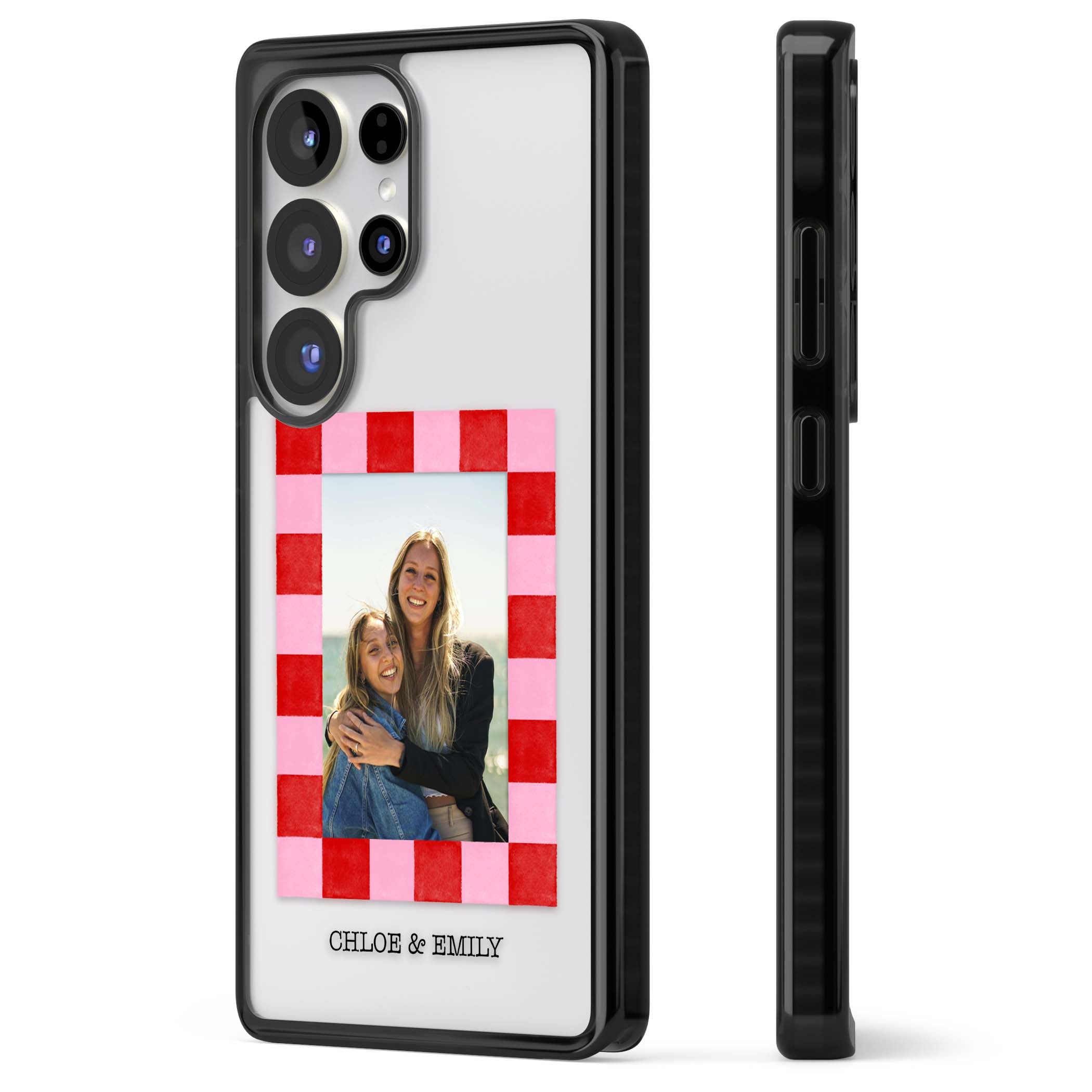 Bubblegum Check Photo for her iPhone case | Black Impact case for Samsung Galaxy S25 Ultra