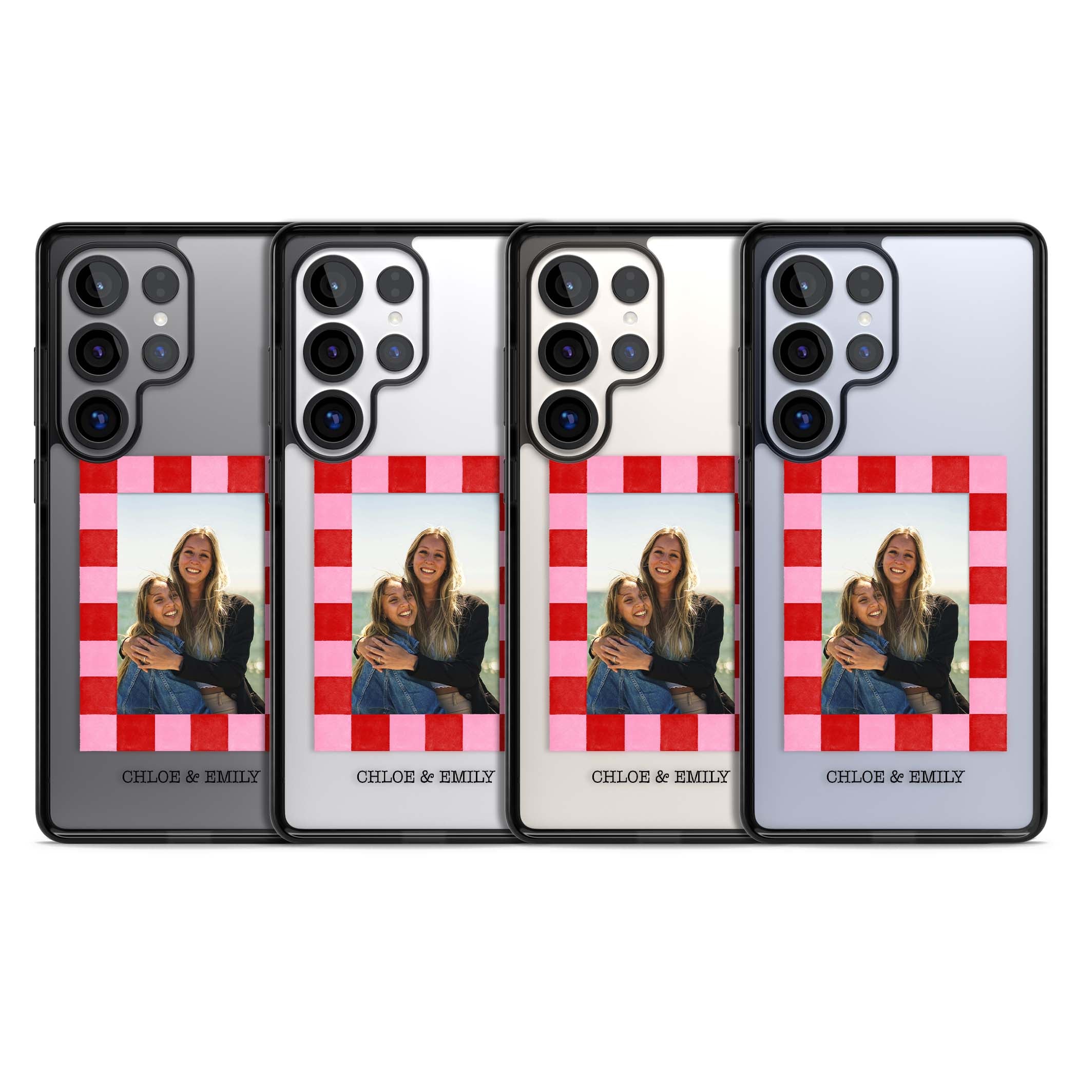 Bubblegum Check Photo for her iPhone case | Black Impact case for Samsung Galaxy S25 Ultra