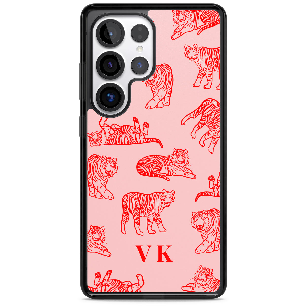 Personalised Red Tiger Outlines on Pink