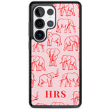 Personalised Red Elephant Outlines on Pink