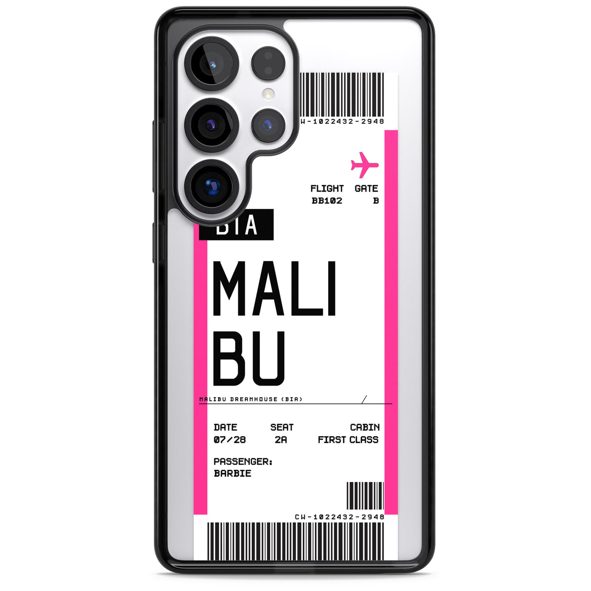 Personalised Pink Malibu Boarding Pass