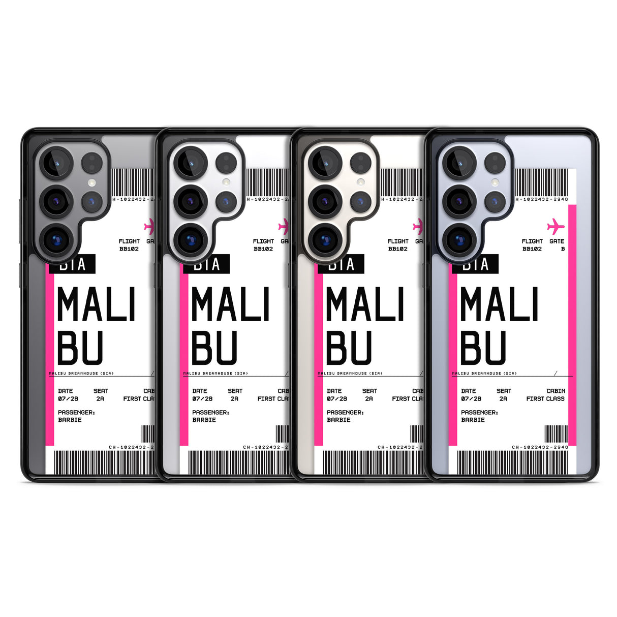 Personalised Pink Malibu Boarding Pass