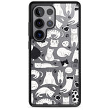 Cartoon Cat Collage - Black & White
