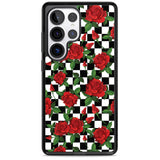 Checkered Pattern & Red Roses