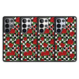 Checkered Pattern & Red Roses