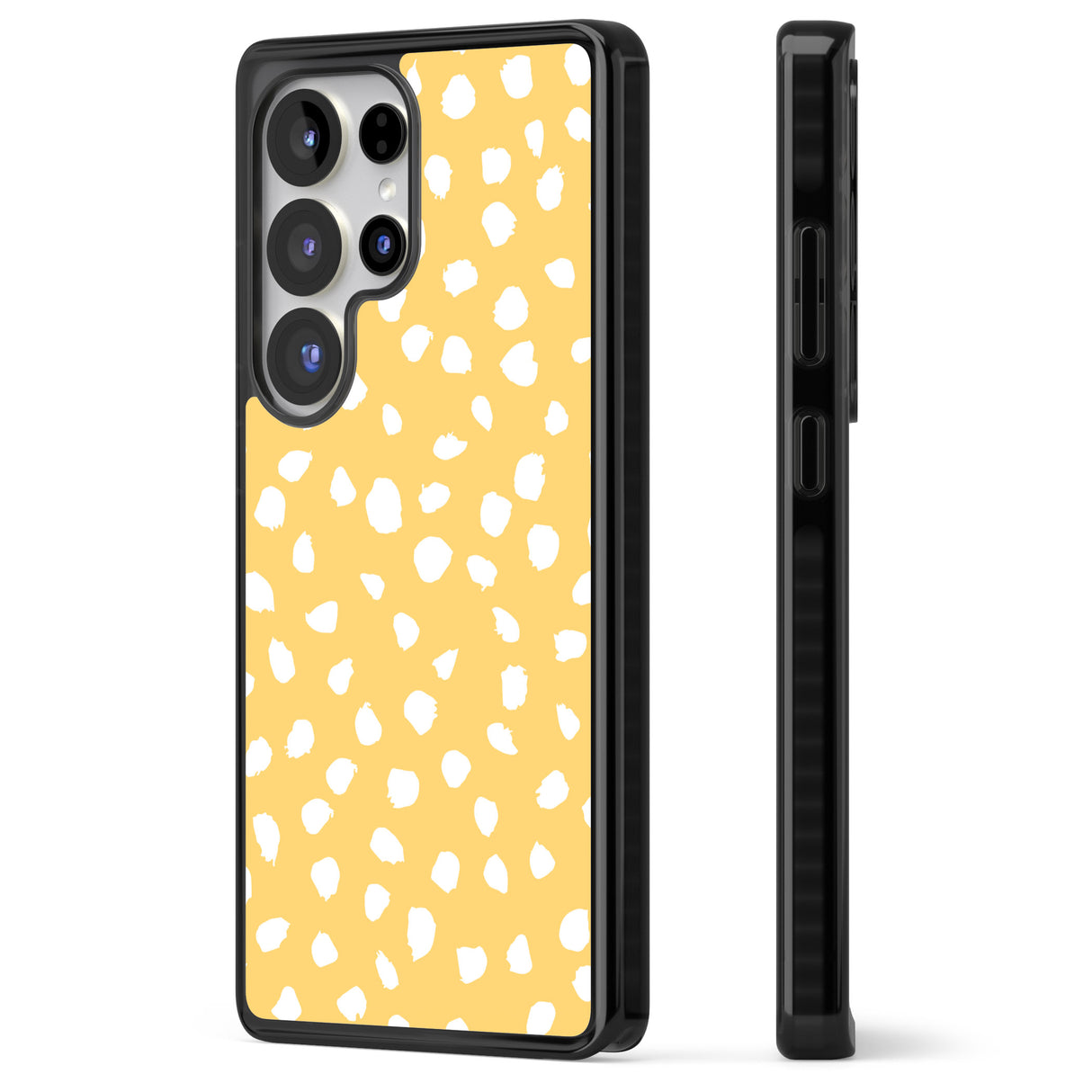 White on Yellow Dalmatian Polka Dot Spots