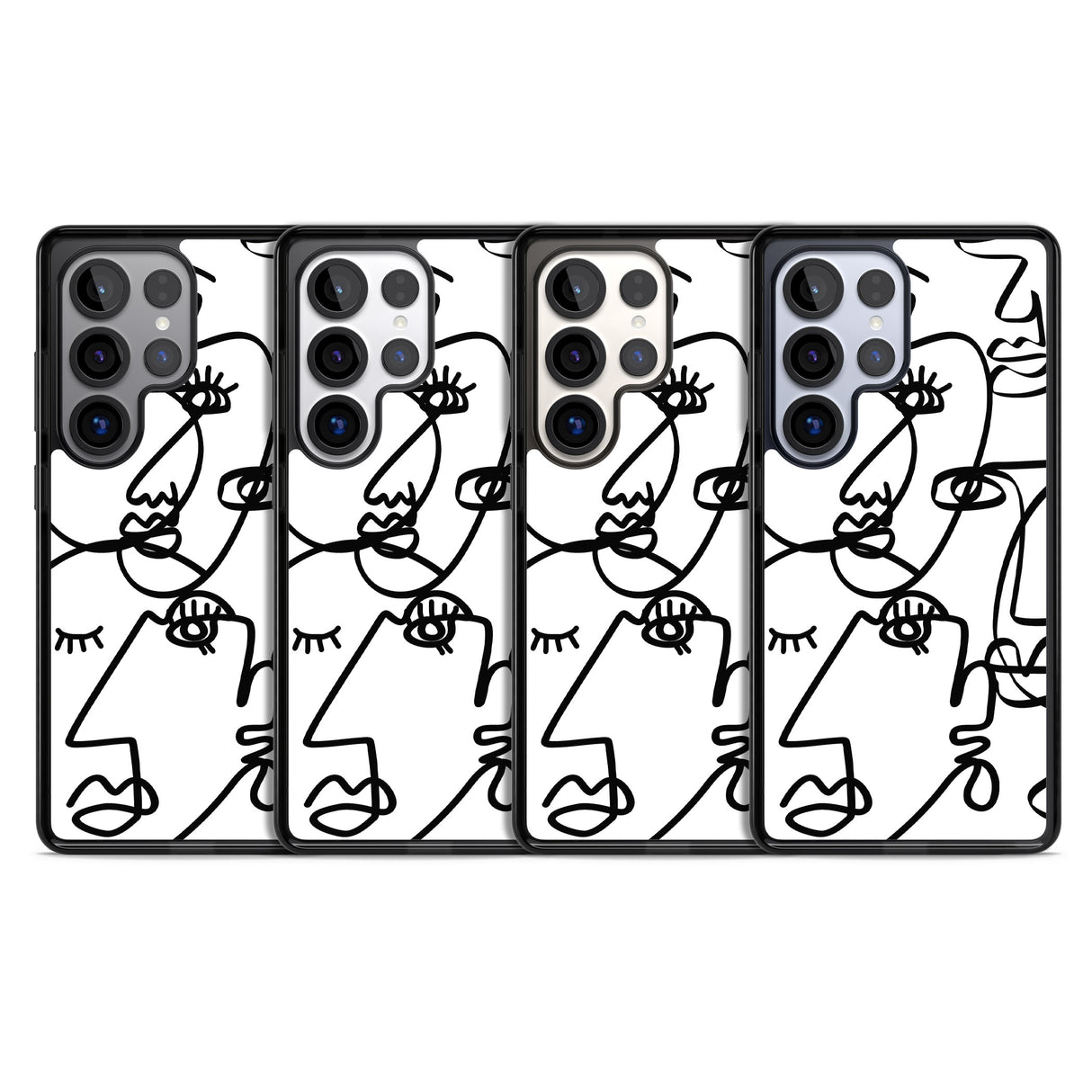 Abstract Continuous Line Faces Black on White