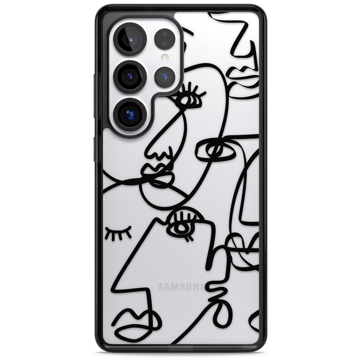 Abstract Continuous Line Faces Black on Clear