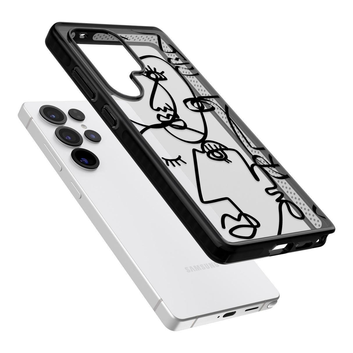 Abstract Continuous Line Faces Black on Clear