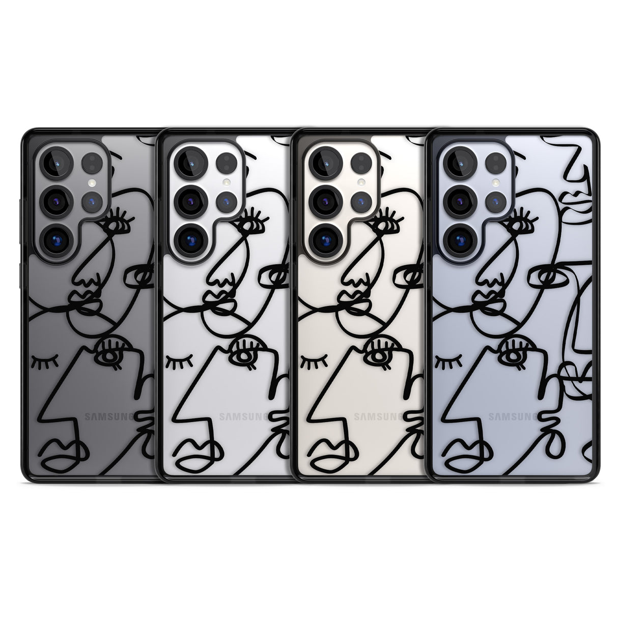 Abstract Continuous Line Faces Black on Clear