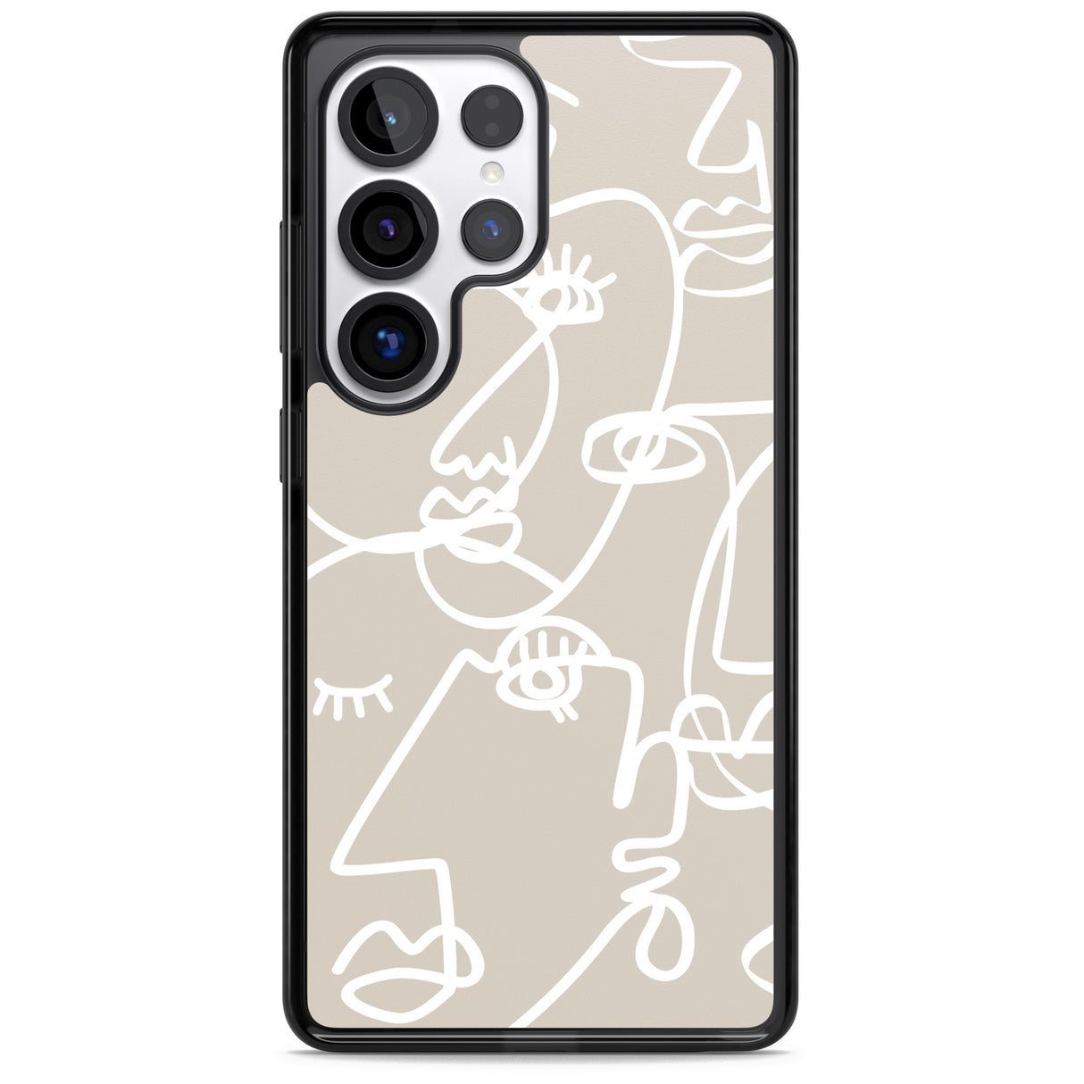 Abstract Continuous Line Faces White on Beige