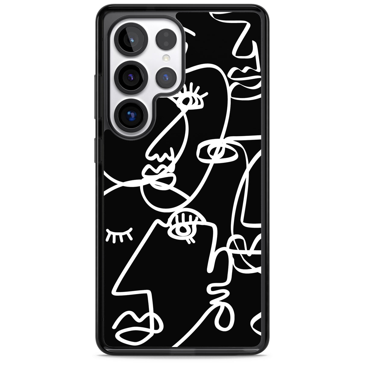 Abstract Continuous Line Faces White on Black