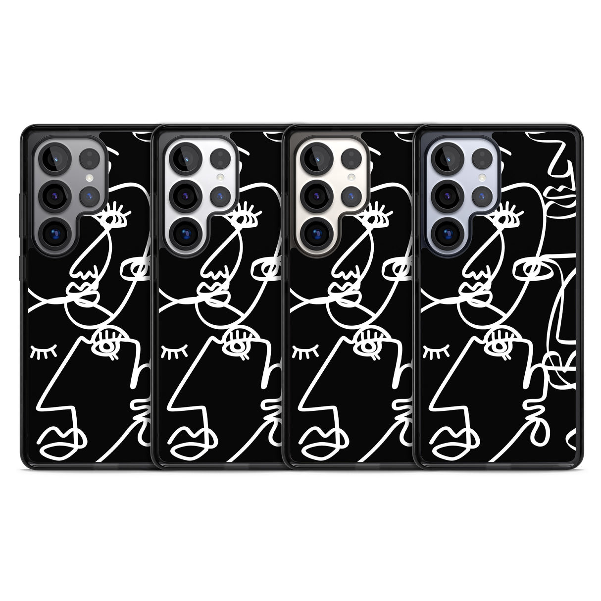 Abstract Continuous Line Faces White on Black