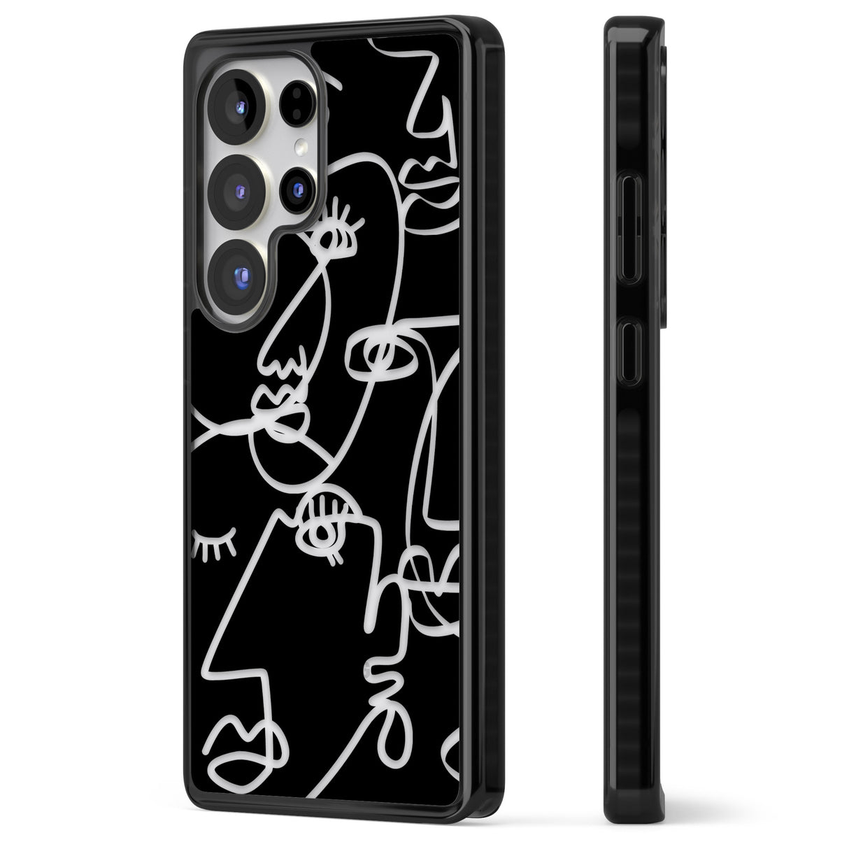 Abstract Continuous Line Faces Clear on Black