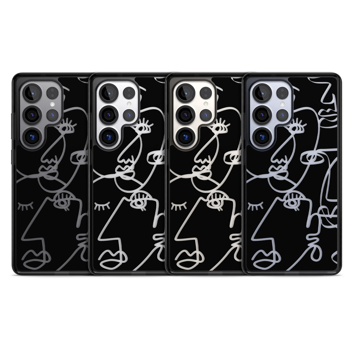 Abstract Continuous Line Faces Clear on Black
